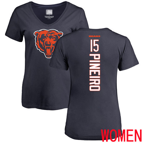 Chicago Bears Navy Blue Women Eddy Pineiro Backer NFL Football #15 T Shirt